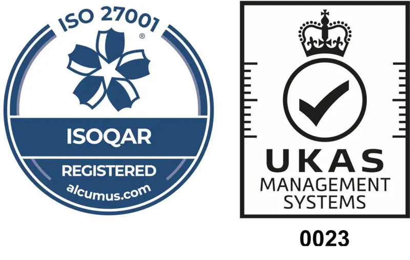 ISO/IEC 27001 certified (ISOQAR, UKAS Management Systems)